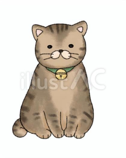 お座りするキジトラ猫のイラスト