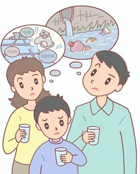 水問題・有害物質等による水質汚染 水問題,水質汚染,水資源,水源,不純物,有害物質,排水,環境問題,健康問題,社会問題のイラスト素材