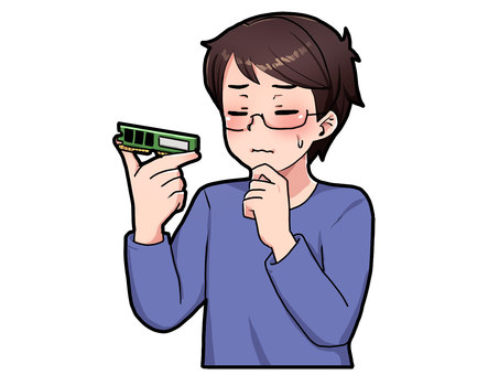 メモリについて考える パソコン,メモリ,パーツ,考える,自作,男性,半導体のイラスト素材