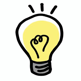 手描き電球 電球,アイデア,発見,ひらめき,光る,点灯,明かり,電気,電灯,思いつくのイラスト素材