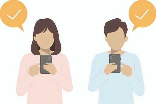 スマホの決済・取引イメージ スマホ決済,キャッシュレス,決済完了,承認,チェックマーク,スマートフォン,支払い,買い物,ショッピング,簡単のイラスト素材