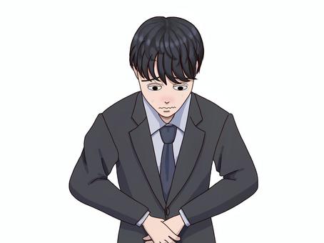 しょんぼり　涙を流すスーツ姿の男性 しょんぼり,泣く,涙,男性,スーツ,仕事,ビジネス,挨拶,謝罪,お辞儀のイラスト素材