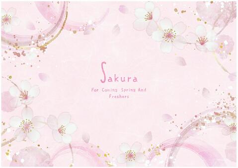 さくらのフレーム002 さくら,フレーム,桜吹雪,桜,筆,和,桜の花,水彩,花びら,メッセージのイラスト素材