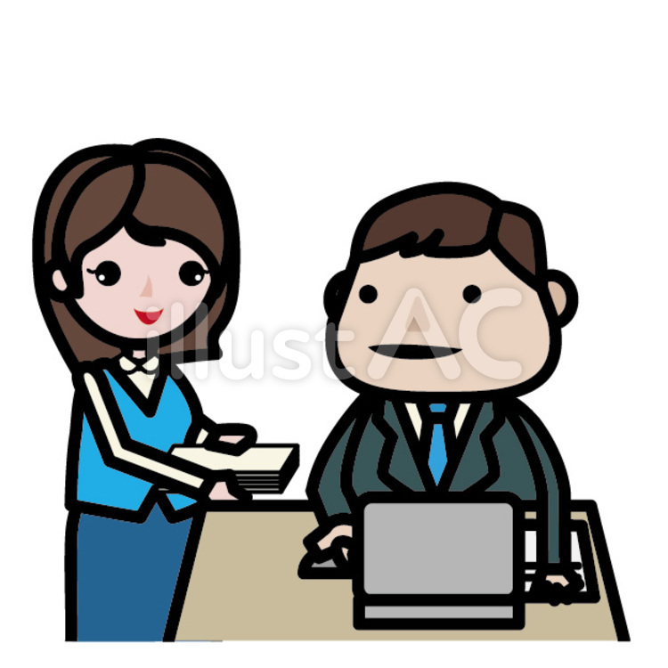 オフィス　書類を渡す 書類を渡す,会社,上司のイラスト素材