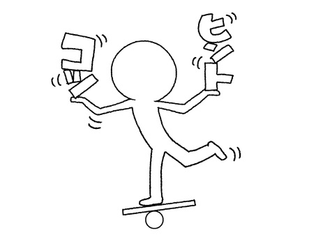 コツとヒント コツ,ヒント,文字絵,シルエット,バランス,リアクション,pop調,手描き,挿絵,ワンポイントのイラスト素材