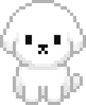 ドット絵の白の子犬です。 ドット絵,犬,子,シンプル,小型,幼い,可愛い,小さい,座敷犬,おすわりのイラスト素材
