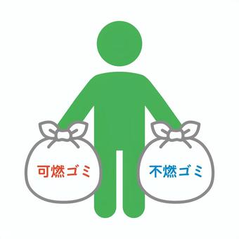 ゴミ袋を持つ人物 ゴミ捨て,ゴミ袋,可燃,不燃,分別,人物,ゴミ,捨てる,掃除,大掃除のイラスト素材
