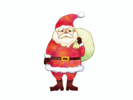 サンタクロース　水彩イラスト サンタクロース,クリスマス,師走,サンタ,プレゼント,水彩,12月,おじいさん,男性,冬のイラスト素材
