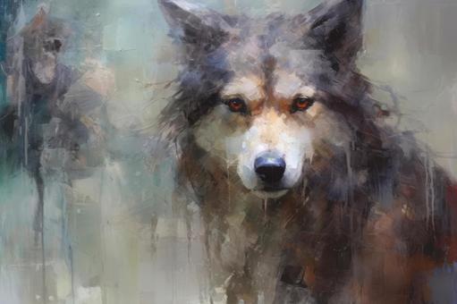 Illustration, wolf, face, sharp, 