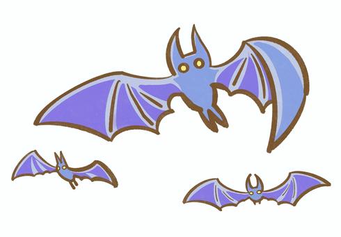 コウモリ3匹 生き物,動物,哺乳類,コウモリ,ハロウィン,3匹,季節,こわい,不気味,飛ぶのイラスト素材