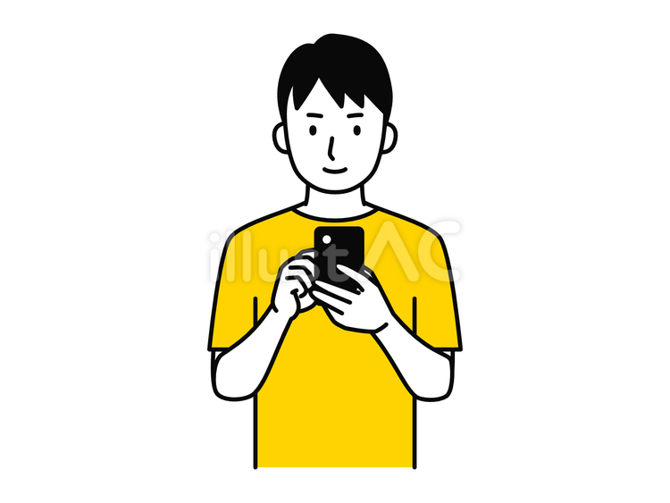 スマホを操作する男性 人,男,スマホのイラスト素材