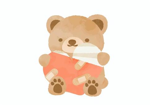 傷を手当てしたハートとかわいいクマちゃん ハート,傷,動物,クマ,医療,ケア,心,メンタル,福祉,かわいいのイラスト素材