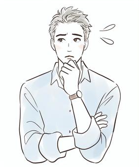 心配する若い男性 男性,人物,憂鬱,困る,悩む,考える,思う,心配,不安,おしゃれのイラスト素材