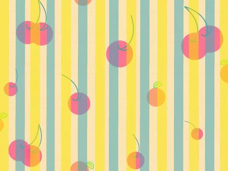 縦線とピンク色さくらんぼ