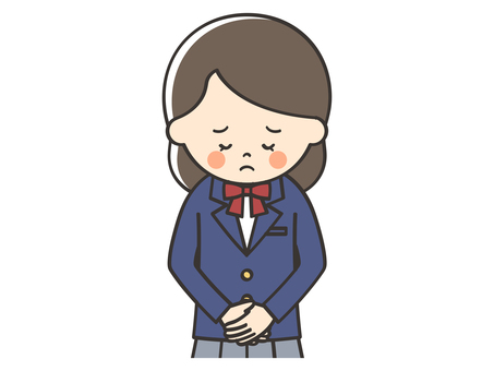 謝罪する女子学生 謝罪,謝る,ごめん,ごめんなさい,お詫び,申し訳ございません,お願い,トラブル,アクシデント,クレームのイラスト素材