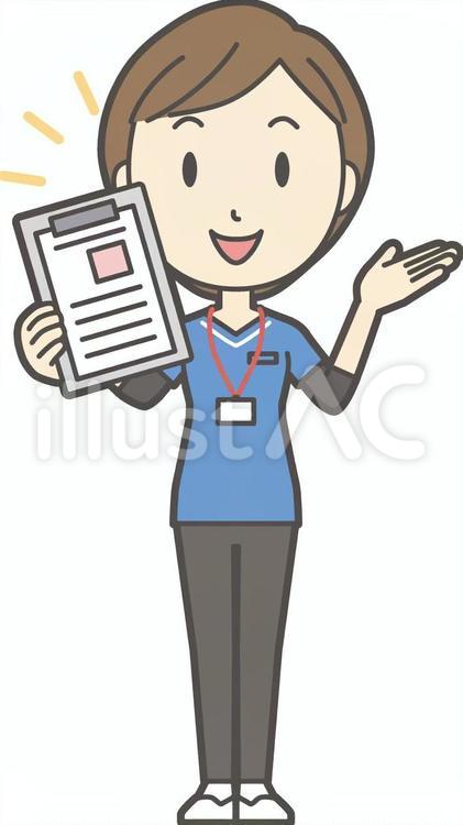  訪問看護師（青）-155-全身 訪問看護師,訪問看護,看護師のイラスト素材