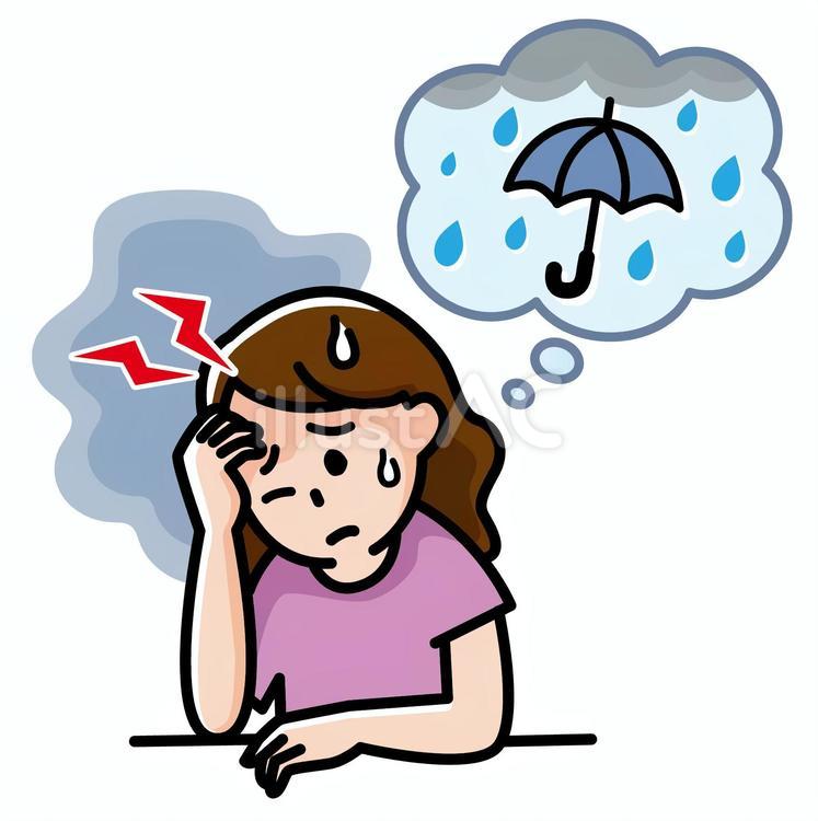 気象病 人物,症状,頭痛のイラスト素材