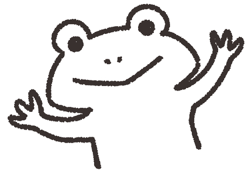 Banzai frog with lines only, a frog, amphibian, a smile, JPG and PNG