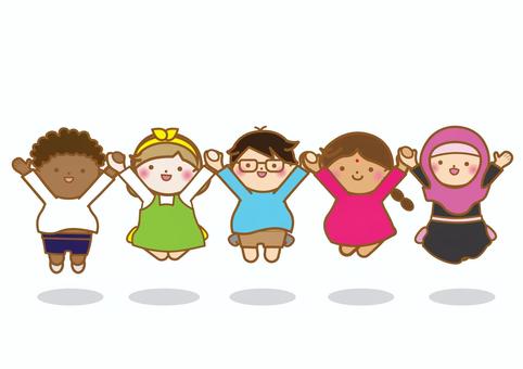 Illustration, child, jump, equality, 