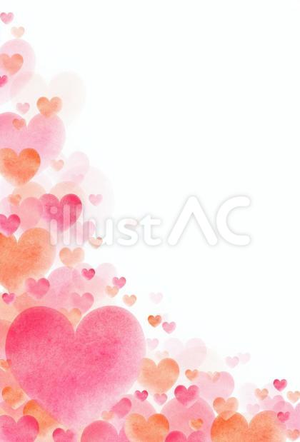 バレンタイン04_水彩ハート左下縦_赤橙