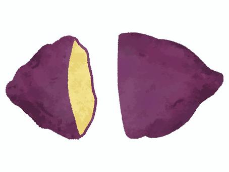 手書き風の焼き芋 手書き風の焼き芋 焼き芋,さつまいも,食べ物,秋,冬,半分,食材,芋,ワンポイント,挿絵のイラスト素材