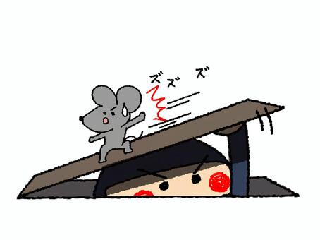 忍者とねずみ 忍者,ねずみ,屋根裏のイラスト素材