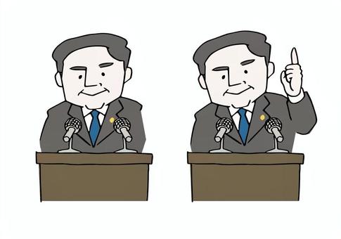 会見する若い政治家 人物,中年,若い,青年,男性,スーツ,会見,マイク,発表,声明のイラスト素材