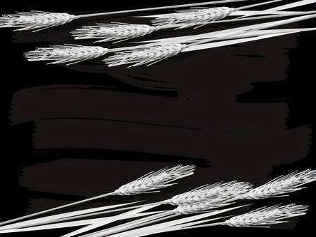 白黒の麦穂とブラックボードmugi004 麦穂,白黒,リアル,ナチュラル,お洒落,自然,植物,大人っぽい,枠,背景のイラスト素材