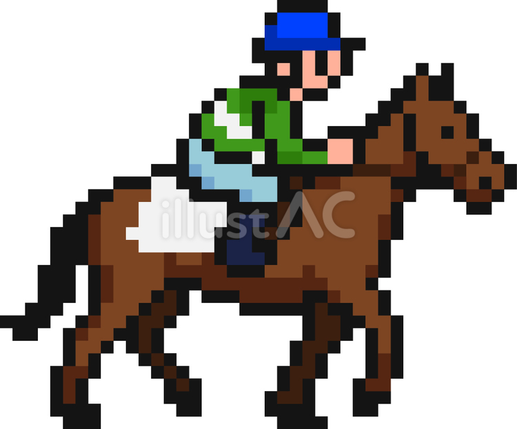 ドット絵の競馬の青の騎手です。 ドット絵,競馬,騎手のイラスト素材