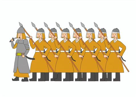 アジア大陸の戦士団 戦士,兵士,戦闘員,軍人,武人,武者,闘士,兵隊,兵卒,武将のイラスト素材