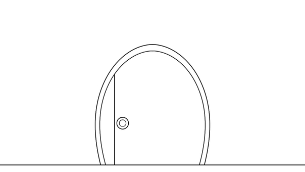 扉(線画)5_2 扉,引き戸,片開き,線画,少し開く,入口,出口,シンプルのイラスト素材