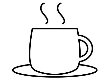 黒の湯気の上がるコーヒーカップ コーヒー,湯気,コップ,カップ,飲み物,食器,皿,温かい,食事,休憩のイラスト素材