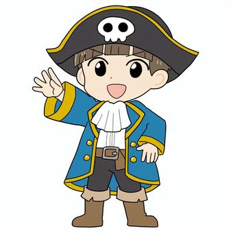 海賊の衣装を着た男の子（青） 海賊,海賊帽,仮装,男の子,少年,子ども,コスプレ,ハロウィン,かわいいのイラスト素材