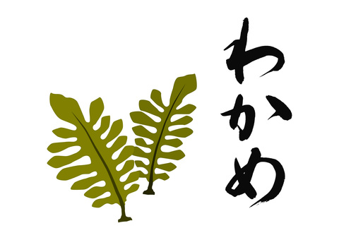 わかめ1 わかめ,ワカメ,海藻,植物,食材,食品,食べ物,筆文字,毛筆,文字のイラスト素材