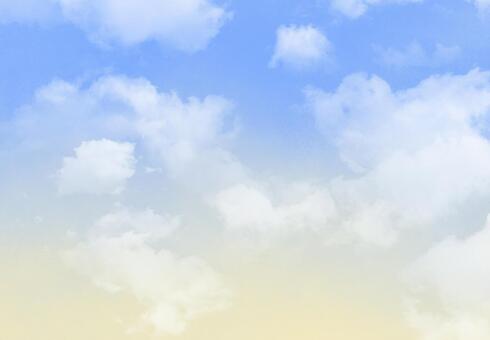 雲のある朝空　背景 朝空,空,晴れ,天気,朝焼け,雲,黄色,青,背景,壁紙のイラスト素材