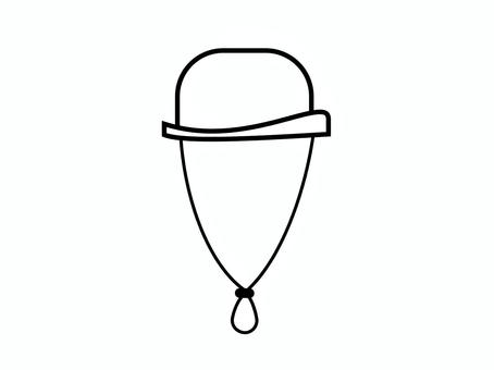 紐付きのハットの白黒アイコン サファリハット,ハット,帽子,カウボーイ,ファッション,日除け,アウトドア,探検,白黒,モノクロのイラスト素材