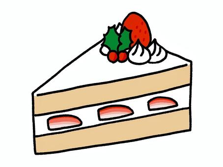 クリスマスのいちごショートケーキ ケーキ,ショートケーキ,いちご,生クリーム,ひいらぎ,デザート,お菓子,クリスマス,冬,祝いのイラスト素材