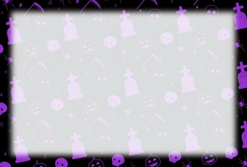 ハロウィンメッセージカード　紫 ハロウィン,背景,カボチャ,パターン柄,かわいい,髑髏,骨,鎌,蜘蛛,お墓のイラスト素材