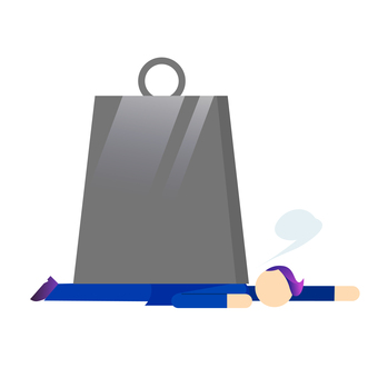 おもりに潰されるサラリーマン 責任,おもり,ピクトグラム,サラリーマン,重圧,棒人間,男性,負担,増税,ストレスのイラスト素材