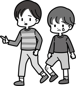 A boy who notices an injured boy 2, JPG, PNG and AI A boy who notices an injured boy 2, people, whole body, primary school students, JPG, PNG and AI