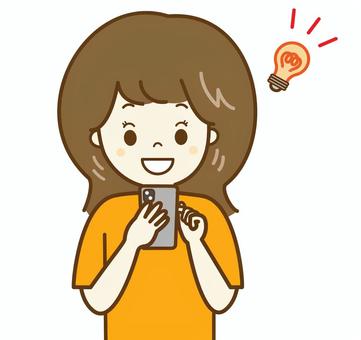 スマホで発見する　女性 スマホ,見る,スマートフォン,ネット,主婦,女性,sns,連絡,情報,電話のイラスト素材