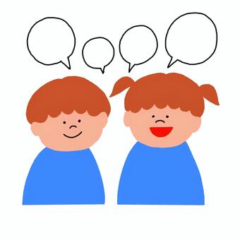 笑顔で話し合う子どもたち 話し合う,笑顔,二人,おしゃべり,話す,会話,男の子,女の子,友達,かわいいのイラスト素材