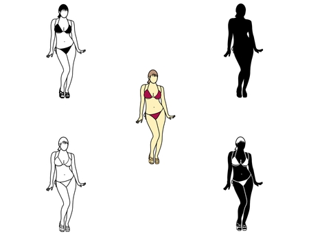 ビキニ女子 ビキニ,水着,セット,夏,真夏,サマー,人,人物,女性,大人のイラスト素材