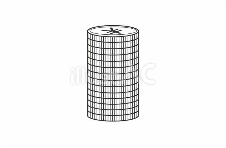 積まれた￥硬貨（白黒） 円,日本,経済のイラスト素材