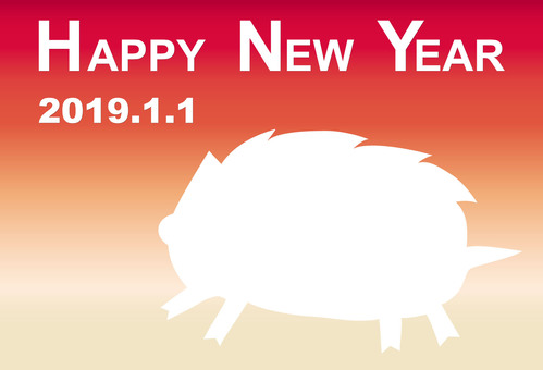 2019 New Year's card (silhouette) 07, , JPG, PNG and AI