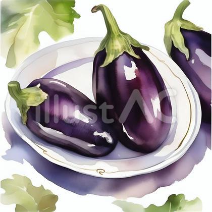 水彩画 茄子