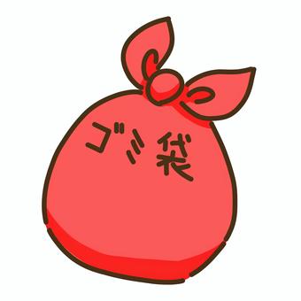 中身の入った赤色のゴミ袋 ゴミ袋,道具,掃除,赤,捨てるのイラスト素材