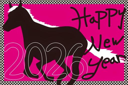 おしゃれな年賀状　午年 年賀状,年賀はがき,テンプレート,馬,午,午年,干支,十二支,素材,イラストのイラスト素材