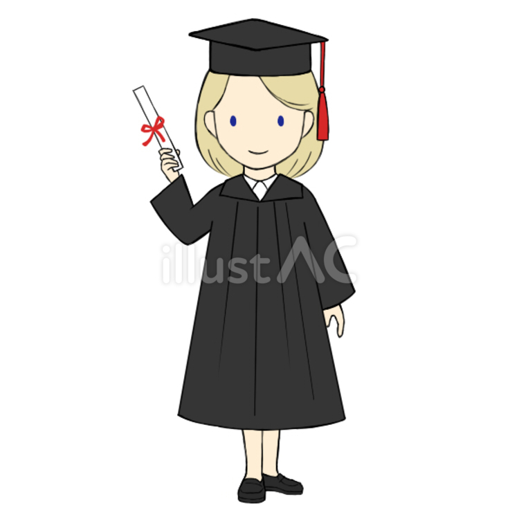 欧米の大学の卒業生（外国人女性） 欧米,大学,アメリカのイラスト素材
