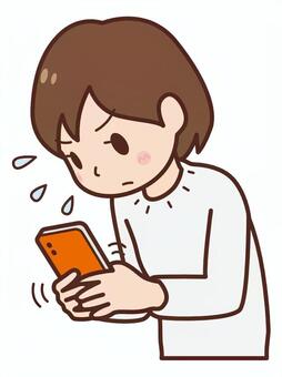 急いでスマホに書き込む人 スマホ,スマートフォン,書き込む,人物,人,一般人,女性,女の子,若者,急ぐのイラスト素材